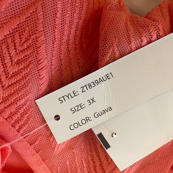 ZAC & RACHEL Woman Art Deco Top Size 3X Plus Guava Pink Sheer Flowy NWT- Defect - Picture 4 of 15